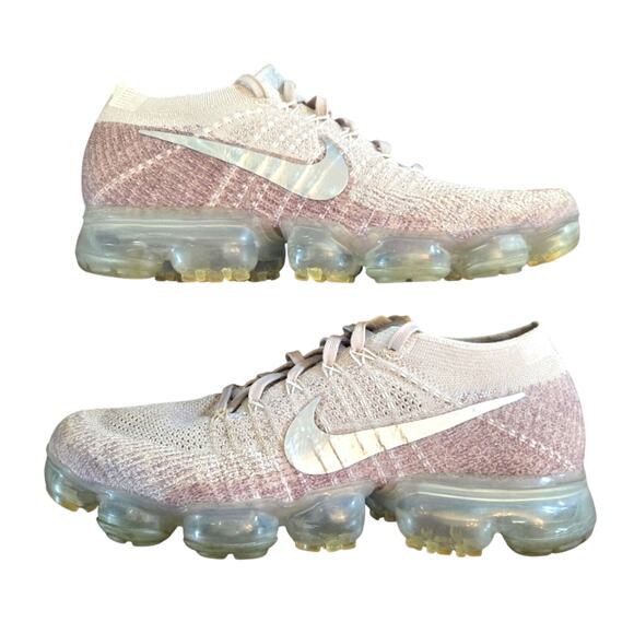 Nike Women's Air VaporMax String Flyknit Shoes Sunset Glow Taupe Grey  Size 9.5 - Picture 1 of 12